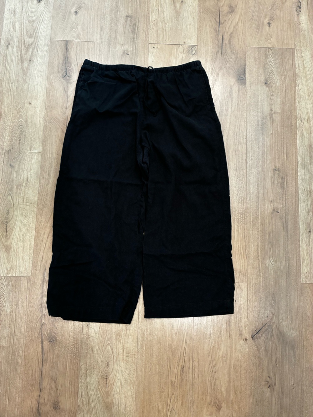 Old Navy Black Drawstring Wide-Leg Linen Pants